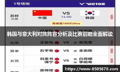 韩国与意大利对阵阵容分析及比赛前瞻全面解读